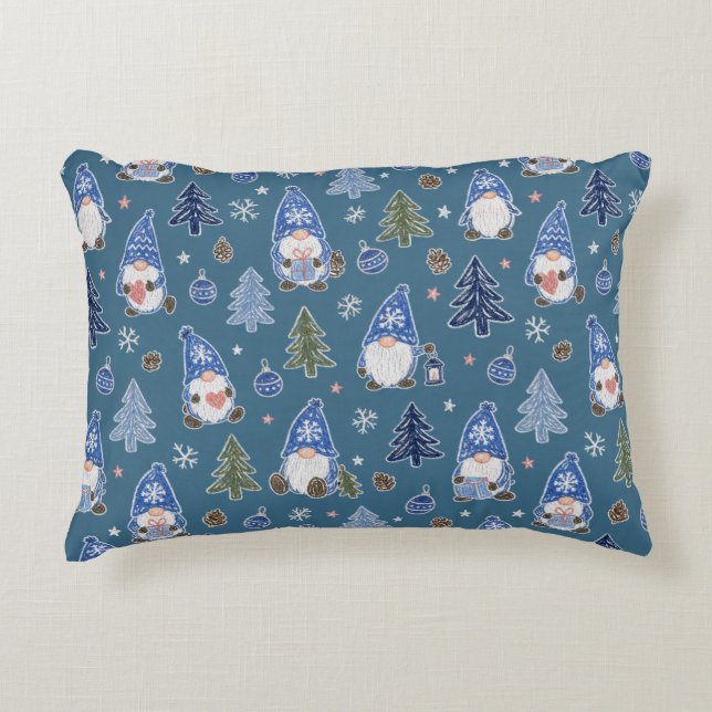 Kerstkabouter Kerstboom Patroon Accent Kussen (Voorkant)
