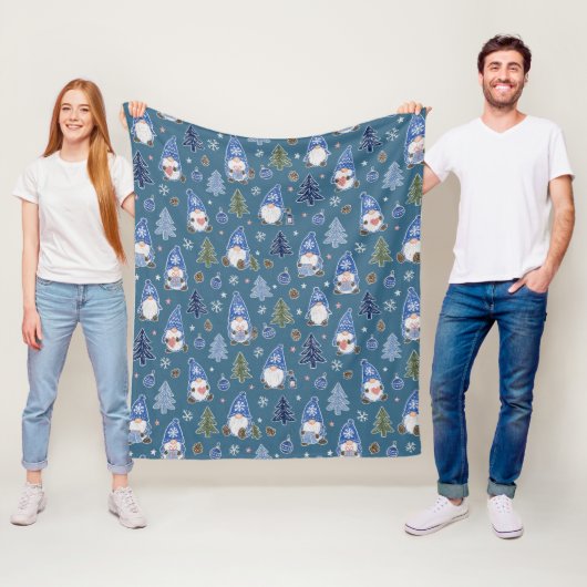 Kerstkabouter Kerstboom Patroon Fleece Deken (In situ)