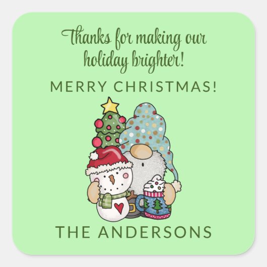 Kerstkabouter Kerstfeest Feestcadeautje Vierkante Sticker (Voorkant)