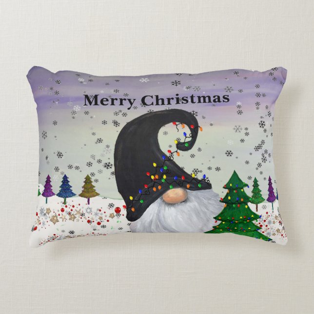 Kerstkabouter kerstgebied vloerkleed accent kussen (Voorkant)