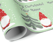 Kerstkabouter met boom gepersonaliseerd vakantiefe cadeaupapier (Rol Hoek)