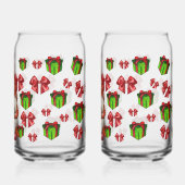 Kerstkabouter met cadeau | Festief Blikvorm Glas (Achterkant)