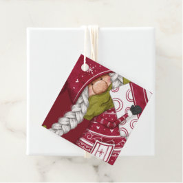 Kerstkabouter met cadeaus Favor Tags Bedankjes Labels