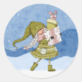 Kerstkabouter met cadeaus Sticker (Voorkant)