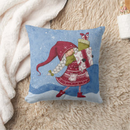 Kerstkabouter met cadeaus werpkussen kussen