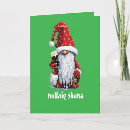 Kerstkabouter met een glas Ierse droge stout Kaart (Voorkant)