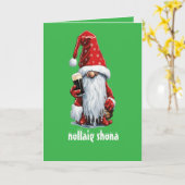 Kerstkabouter met een glas Ierse droge stout Kaart (Gele Bloem)