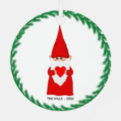 Kerstkabouter met een hart metalen ornament (Achterkant)