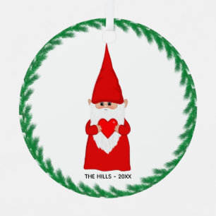 Kerstkabouter met een hart metalen ornament