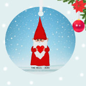 Kerstkabouter met een Hart Metalen Ornament