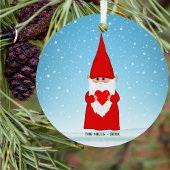 Kerstkabouter met een Hart Metalen Ornament