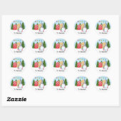 Kerstkabouter met eigen naam ronde sticker (Vel)