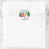 Kerstkabouter met eigen naam ronde sticker (Tas)