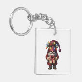Kerstkabouter met fantasievol cadeau sleutelhanger (Voorkant Links)