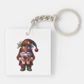 Kerstkabouter met fantasievol cadeau sleutelhanger (Achterkant)