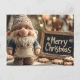 Kerstkabouter met koekjes en vrolijk kerstfeest briefkaart