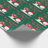 Kerstkabouter met rode paddestoel aangepaste feest cadeaupapier (Hoek)