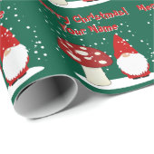 Kerstkabouter met rode paddestoel aangepaste feest cadeaupapier (Rol Hoek)