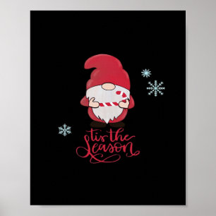 Kerstkabouter met snoepstok poster