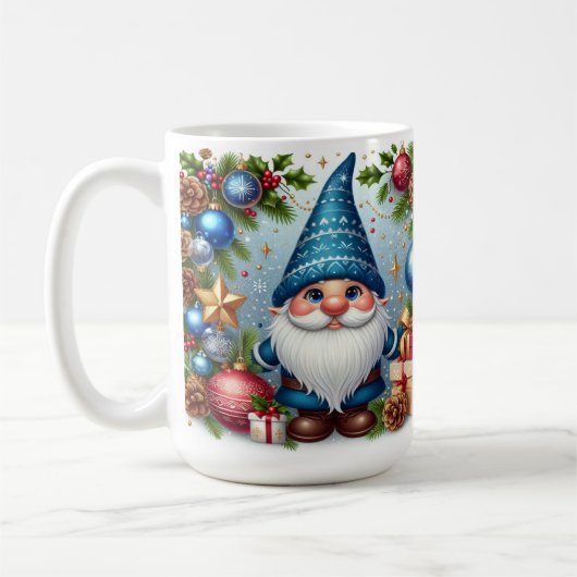 Kerstkabouter met vrolijke kerstversiering koffiemok (Links)