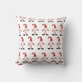 Kerstkabouter Nordic Grijs Rood Wit Patroon Kussen