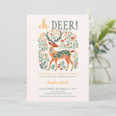 Kerstkabouter 'Oh Deer' Baby Shower Kaart (Staand voorkant)