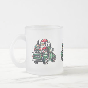 Kerstkabouter Op Kleine Vrachtwagen Matglas Koffiemok