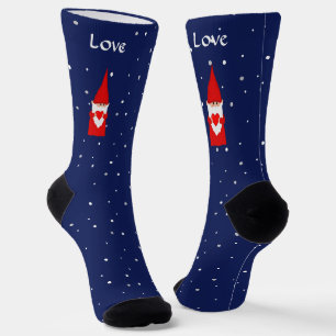 Kerstkabouter op marineblauw sokken