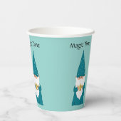 Kerstkabouter op turquoise papieren bekers (Achterkant)