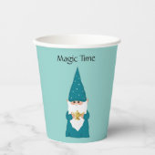 Kerstkabouter op turquoise papieren bekers (Voorkant)