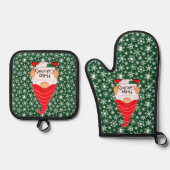 Kerstkabouter   ovenwant & pannenlap set (Voorkant)
