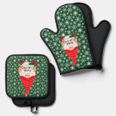 Kerstkabouter   ovenwant & pannenlap set (Voorkant / Achterkant)