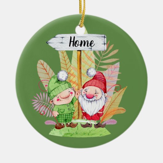 Kerstkabouter Paar Aanpasbaar Keramisch Ornament (Voorkant)