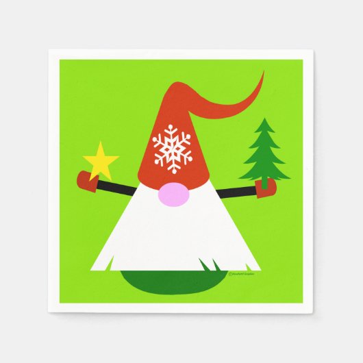 Kerstkabouter Papier Feestelijke Feestservetten Servetten (Voorkant)