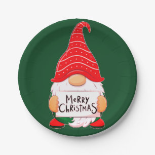 Kerstkabouter papieren bordje