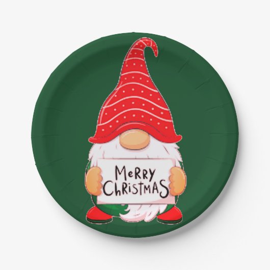 Kerstkabouter papieren bordje (Voorkant)