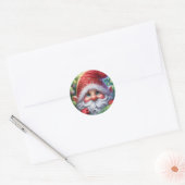 Kerstkabouter Ronde Sticker (Envelop)
