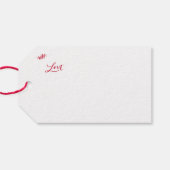 Kerstkabouter rood wit familienaam schattig cadeaulabel (Achterkant Horizontaal)