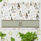 Kerstkabouter Scandinavisch Patroon Monogram Theedoek (Gevouwen)