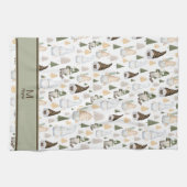 Kerstkabouter Scandinavisch Patroon Monogram Theedoek (Horizontaal)