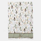 Kerstkabouter Scandinavisch Patroon Monogram Theedoek (Verticaal)