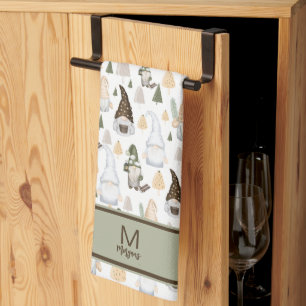 Kerstkabouter Scandinavisch Patroon Monogram Theedoek