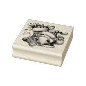 Kerstkabouter, sokken en cadeaus rubberstempel (Stempel)
