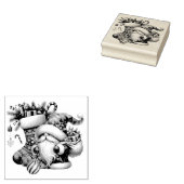 Kerstkabouter, sokken en cadeaus rubberstempel (Gestempeld)