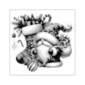 Kerstkabouter, sokken en cadeaus rubberstempel (Afrduk)
