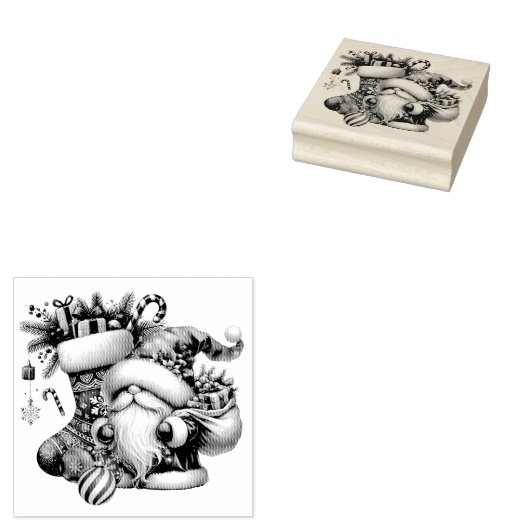 Kerstkabouter, Soksokken en Cadeaus Rubberstempel (Gestempeld)