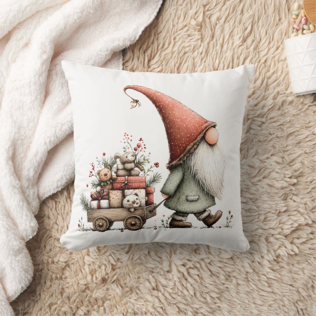 Kerstkabouter trekt cadeaus kussen (Deken)