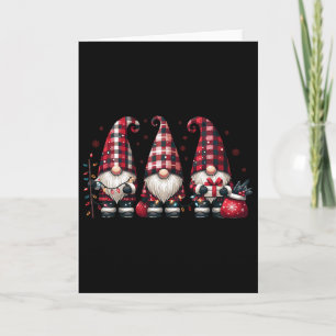 Kerstkabouter Trio Buffalo geruite mutsen Kerstmis Kaart