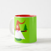 Kerstkabouter tweekleurige koffiemok (Voorkant links)