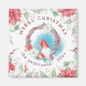 Kerstkabouter vakantie elegant bloemmotief magneet (Voorkant)